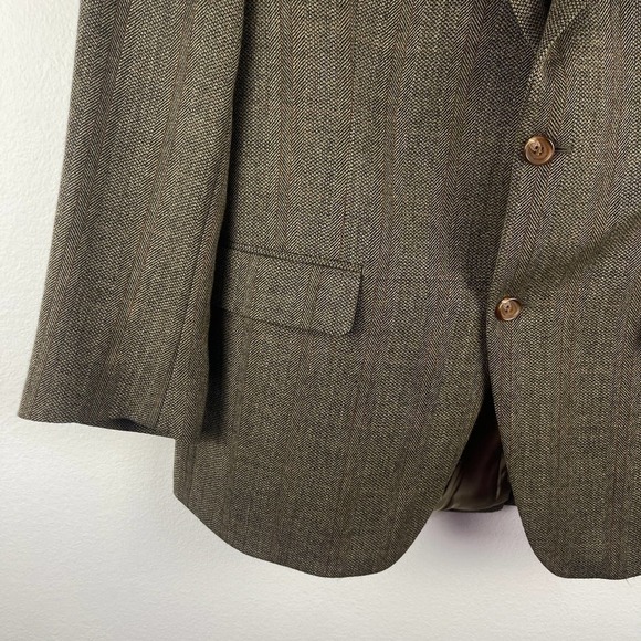 Lauren Ralph Lauren Wool Herringbone 42R Tan Brown 2 Button Blazer Sports Coat - Picture 5 of 15
